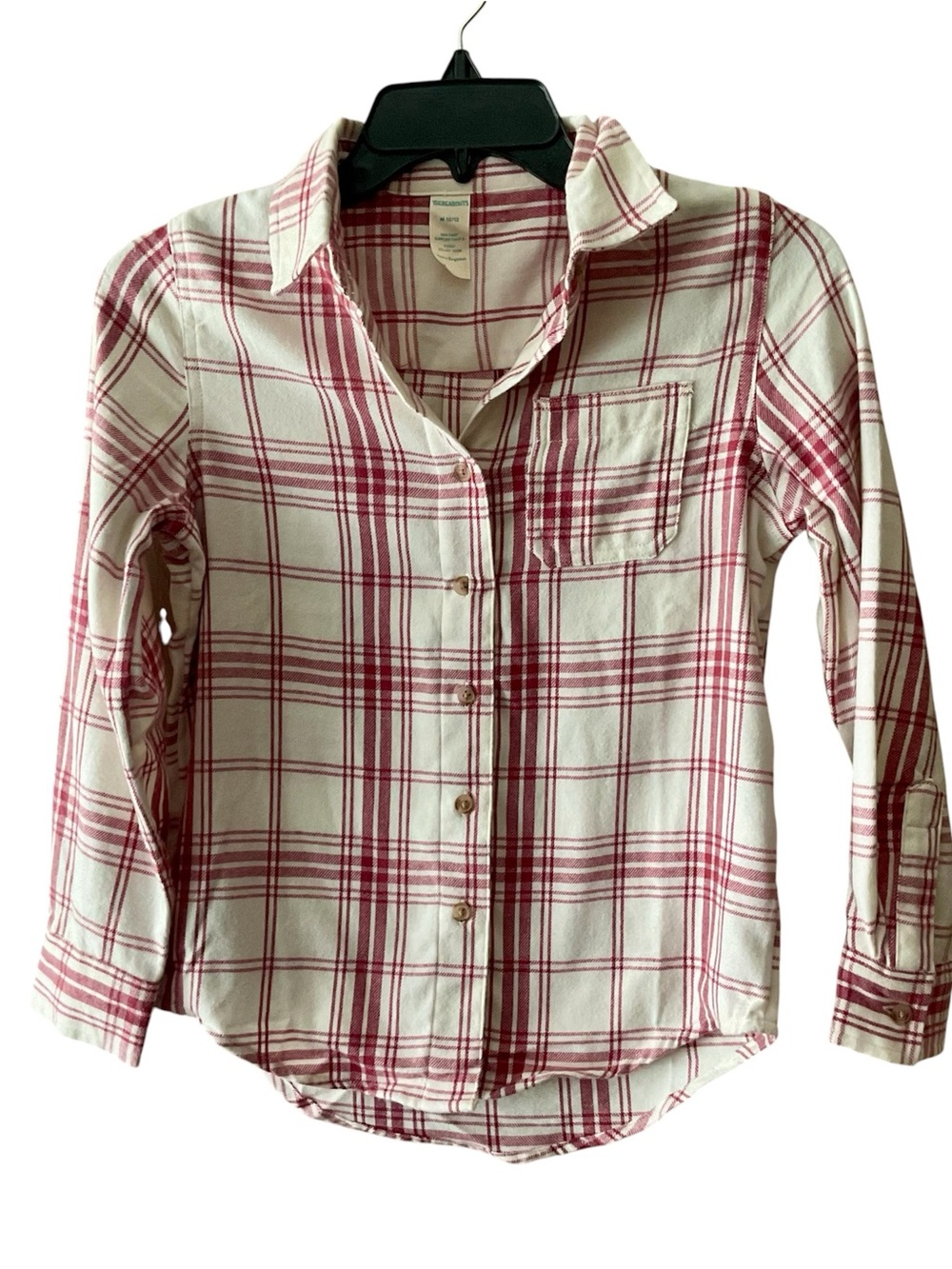 Girls Red Plaid Button-Front Shirt -